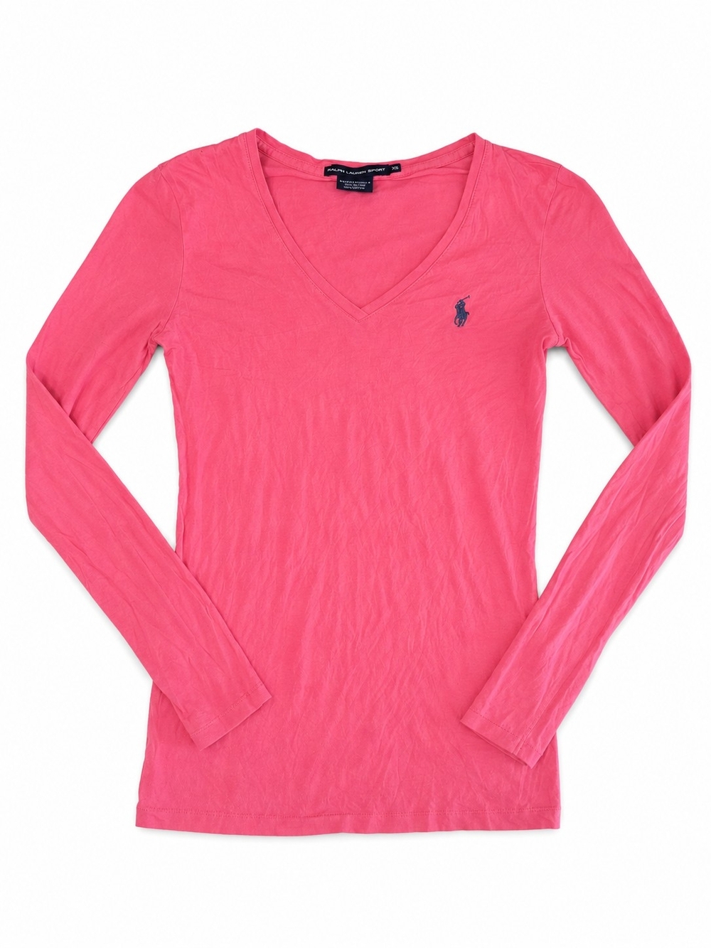 Ralph Lauren Pink V-Neck Long Sleeve Women's Top, Size XS